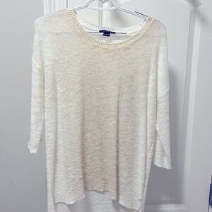 White and Gold Tribal Knit Sweater